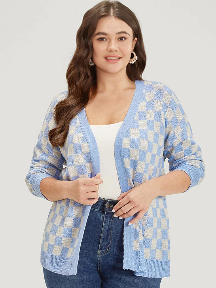 Plaid Print Open Front Elastic Cuffs Cardigan sold by Bloomchic