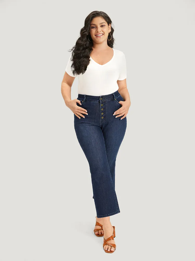 Plain Button Fly High Rise Bootcut Jeans sold by Bloomchic product image thumbnail 2