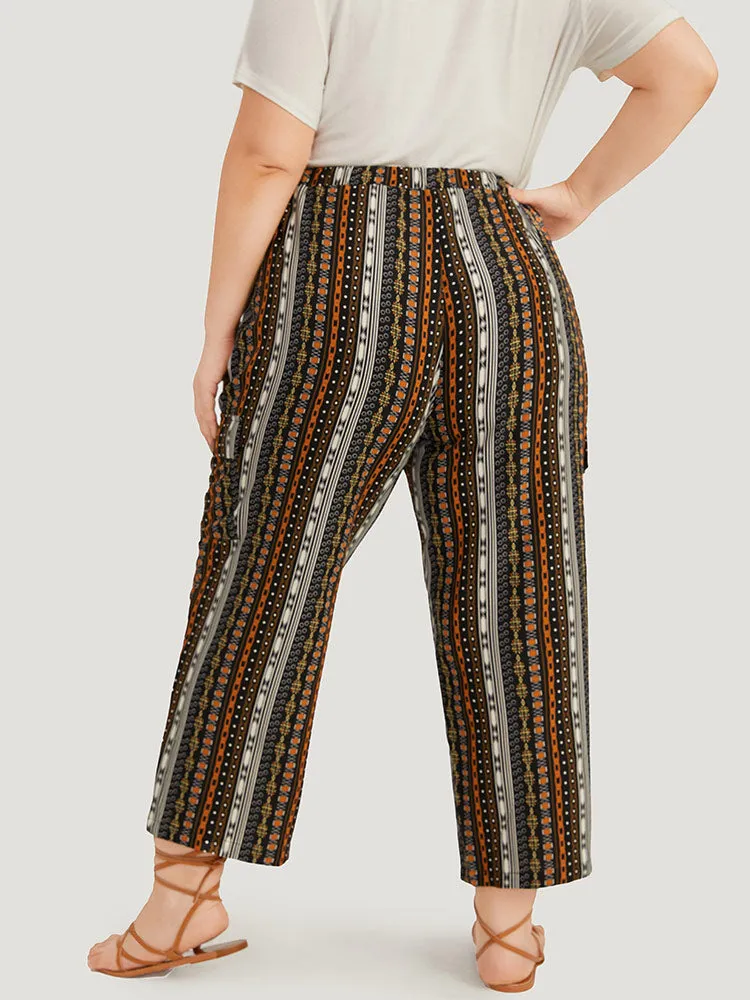 Boho Print Pocket Drawstring Elastic Waist Pants sold by Bloomchic product image thumbnail 4