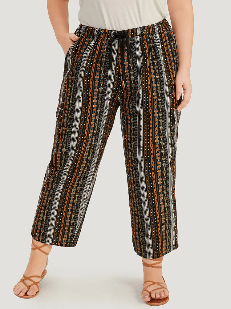 Boho Print Pocket Drawstring Elastic Waist Pants sold by Bloomchic
