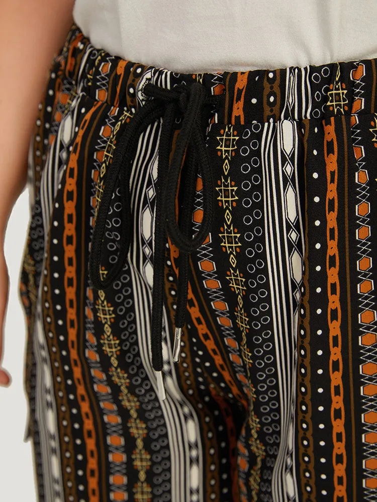 Boho Print Pocket Drawstring Elastic Waist Pants sold by Bloomchic product image thumbnail 5