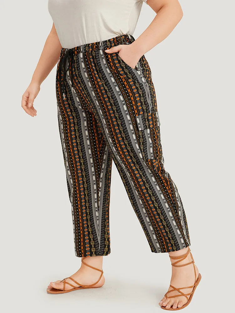 Boho Print Pocket Drawstring Elastic Waist Pants sold by Bloomchic product image thumbnail 2