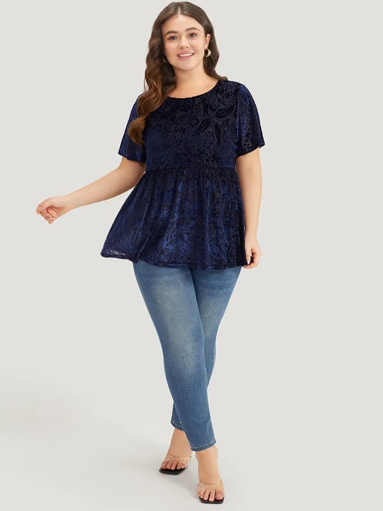 Plain Paisley Elastic Waist Ruffled Hem T-shirt sold by Bloomchic product image thumbnail 4