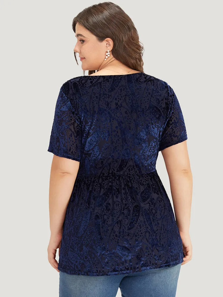 Plain Paisley Elastic Waist Ruffled Hem T-shirt sold by Bloomchic product image thumbnail 2