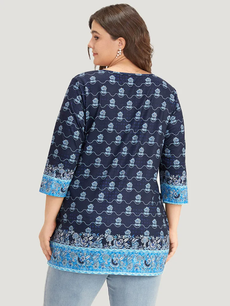 Bandana Print Pocket Tassels Tie Neck T-shirt sold by Bloomchic product image thumbnail 2