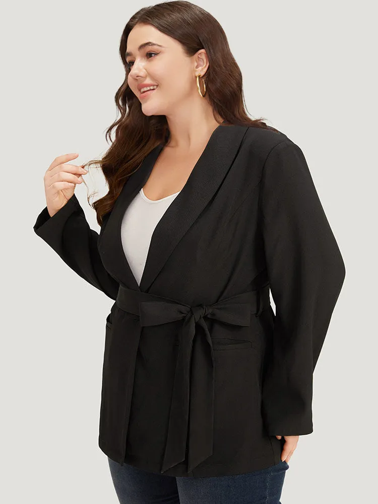 Plain Ties Pocket Belted Lapel Collar Blazer sold by Bloomchic product image thumbnail 4
