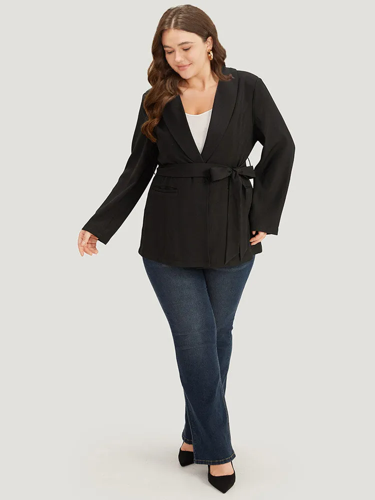 Plain Ties Pocket Belted Lapel Collar Blazer sold by Bloomchic product image thumbnail 5