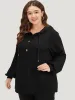 Plain Drawstring Button Up Hooded Elastic Cuffs Sweatshirt sold by Bloomchic