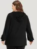 Plain Drawstring Button Up Hooded Elastic Cuffs Sweatshirt sold by Bloomchic
