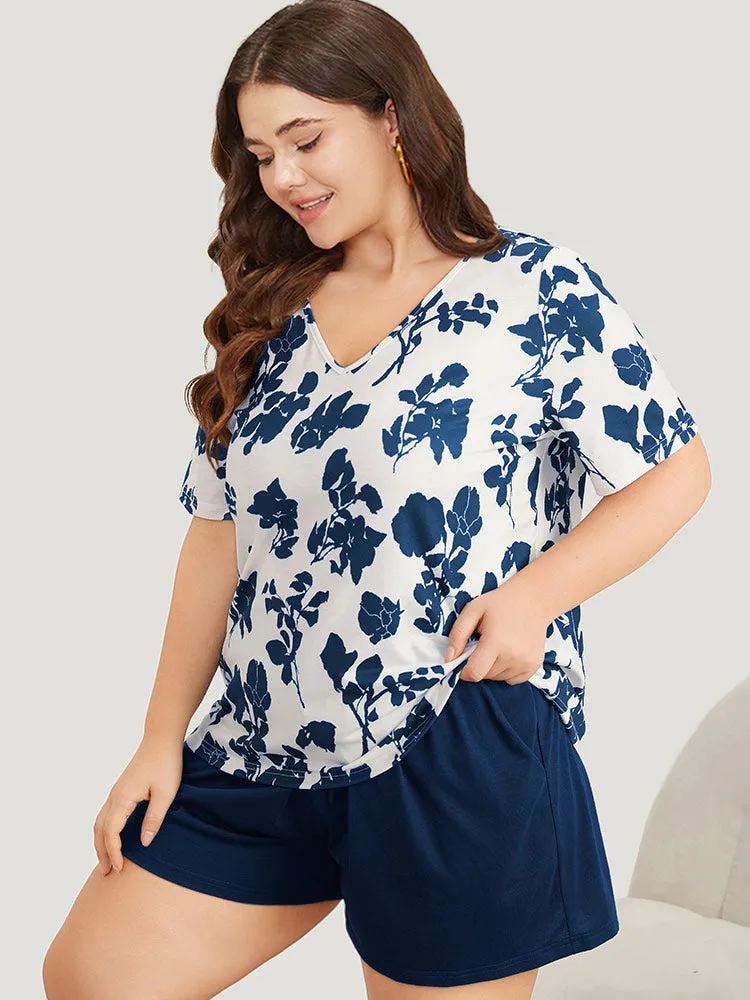 Silhouette Floral Print V Neck Sleep Top sold by Bloomchic product image thumbnail 3