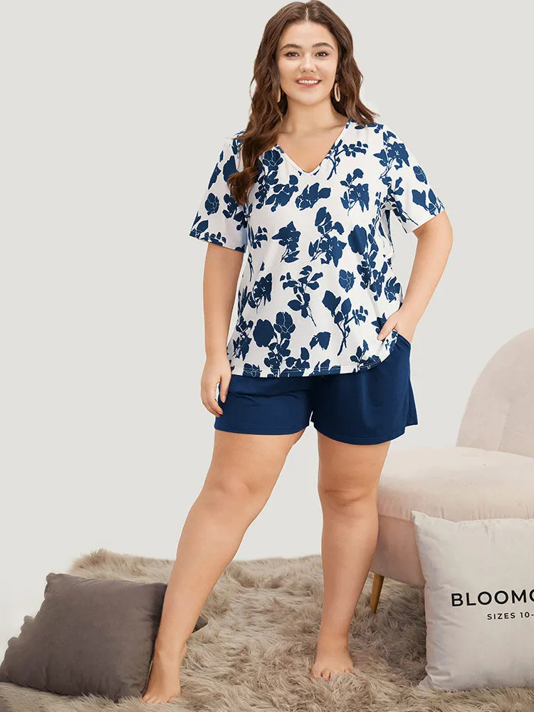 Silhouette Floral Print V Neck Sleep Top sold by Bloomchic product image thumbnail 4