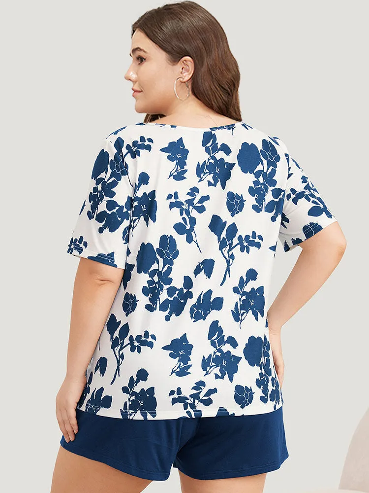 Silhouette Floral Print V Neck Sleep Top sold by Bloomchic product image thumbnail 2