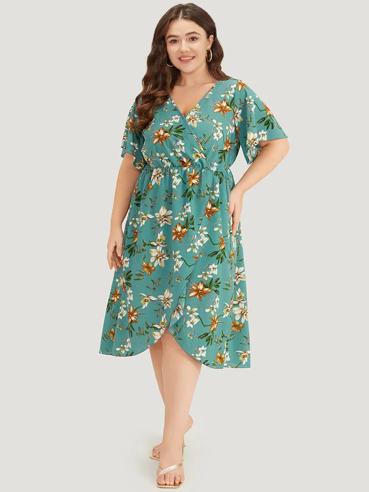 Floral Print :Pocket Ruffles Pocket Wrap Hem Dress sold by Bloomchic product image thumbnail 4