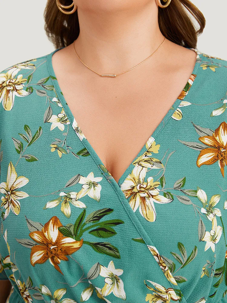 Floral Print :Pocket Ruffles Pocket Wrap Hem Dress sold by Bloomchic product image thumbnail 5