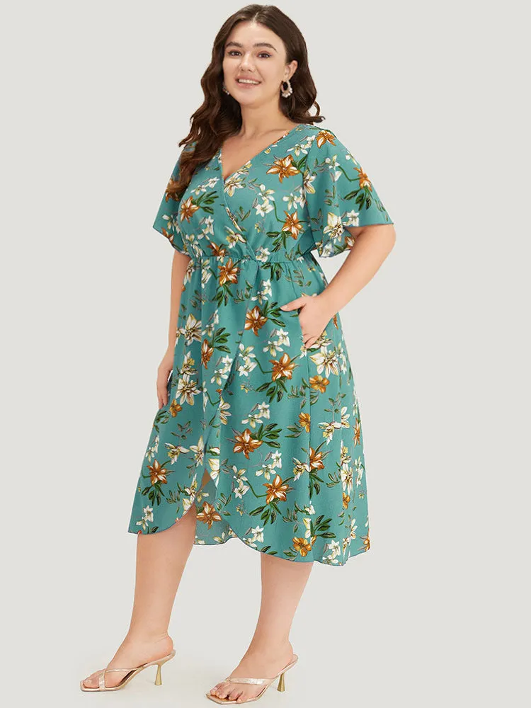 Floral Print :Pocket Ruffles Pocket Wrap Hem Dress sold by Bloomchic product image thumbnail 2