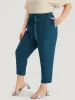 Anti-Wrinkle Plain Belted Pocket Elastic Waist Woven Pants sold by Bloomchic