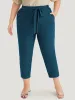 Anti-Wrinkle Plain Belted Pocket Elastic Waist Woven Pants sold by Bloomchic