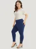 Plain Lace Panel Skinny Elastic Waist Leggings sold by Bloomchic
