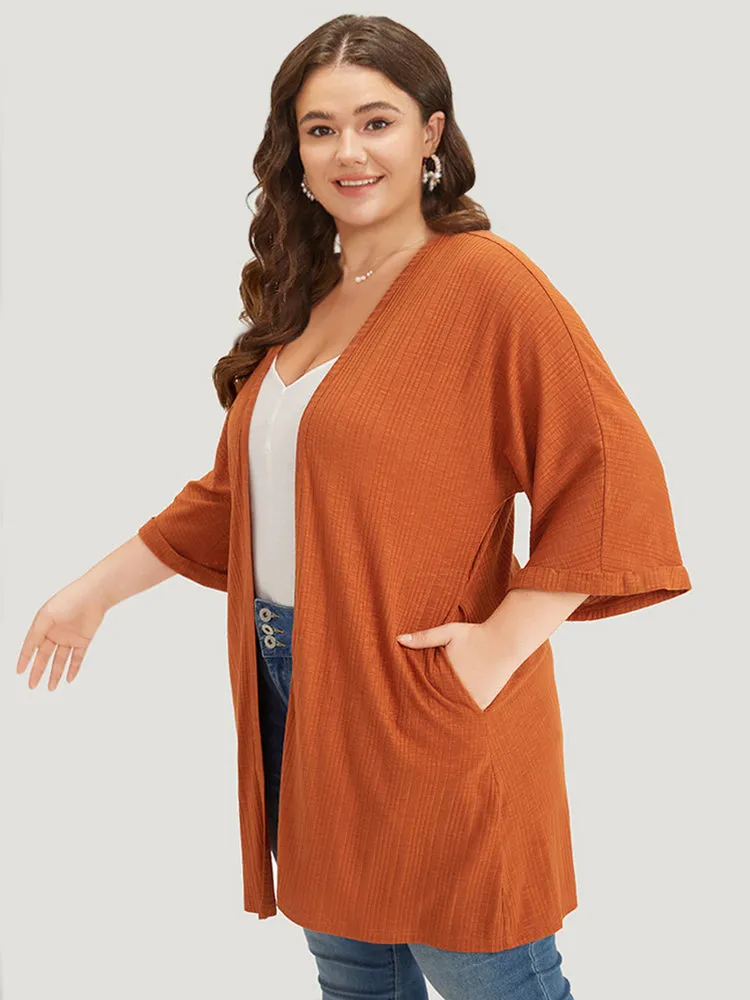 Halloween Plain Open Front Pocket Cuffed Sleeve Kimono sold by Bloomchic product image thumbnail 5