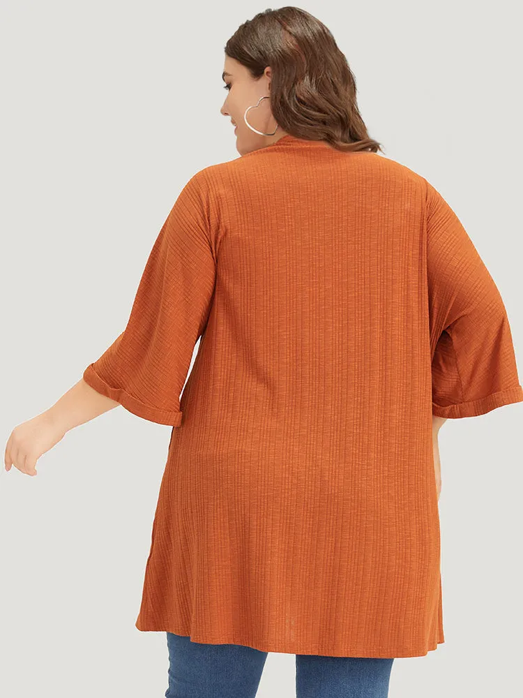 Halloween Plain Open Front Pocket Cuffed Sleeve Kimono sold by Bloomchic product image thumbnail 3