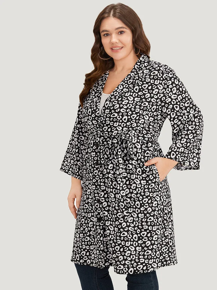 Leopard Print Belted Suit Collar Button Up Kimono sold by Bloomchic product image thumbnail 3