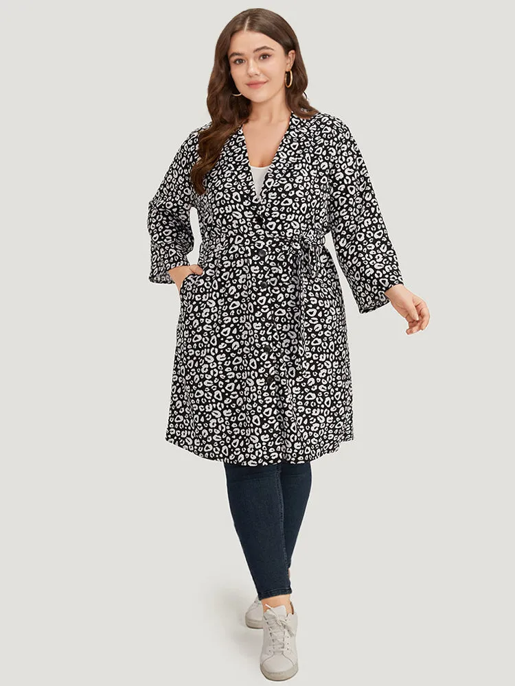 Leopard Print Belted Suit Collar Button Up Kimono sold by Bloomchic product image thumbnail 4