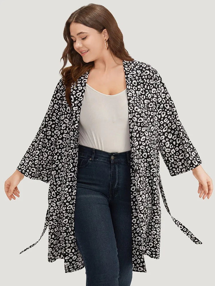 Leopard Print Belted Suit Collar Button Up Kimono sold by Bloomchic product image thumbnail 5