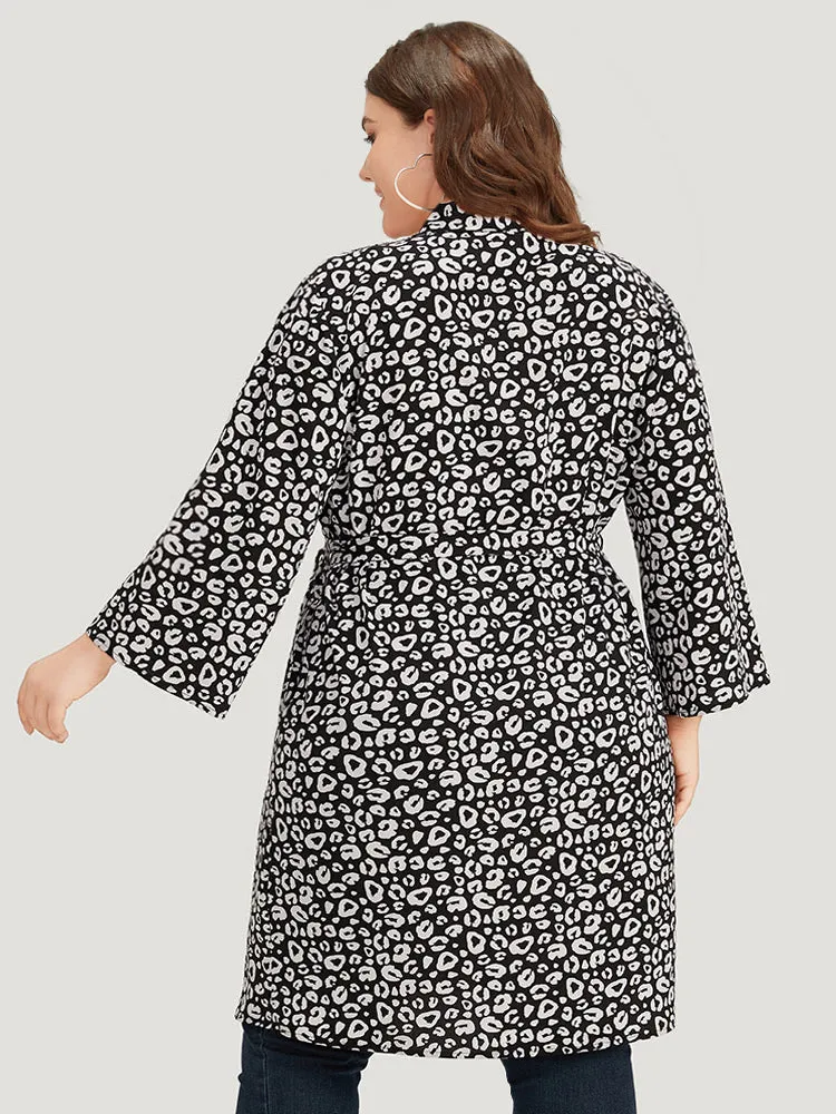 Leopard Print Belted Suit Collar Button Up Kimono sold by Bloomchic product image thumbnail 2