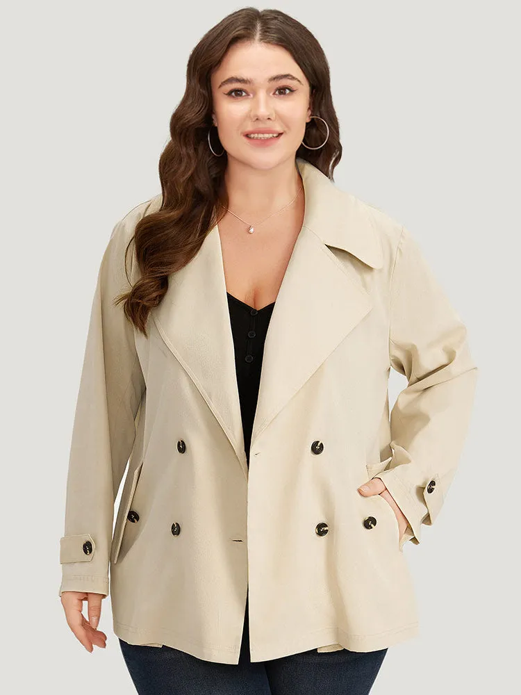 Solid Double Breasted Flap Pocket Suit Collar Coat sold by Bloomchic