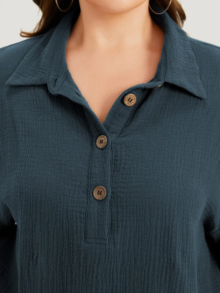 Plain Texture Button Up Shirt Collar T-shirt sold by Bloomchic product image thumbnail 5