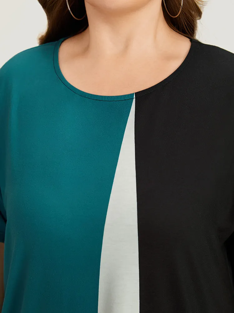 Colorblock Pocket Batwing Sleeve Contrast Patchwork Dress sold by Bloomchic product image thumbnail 5