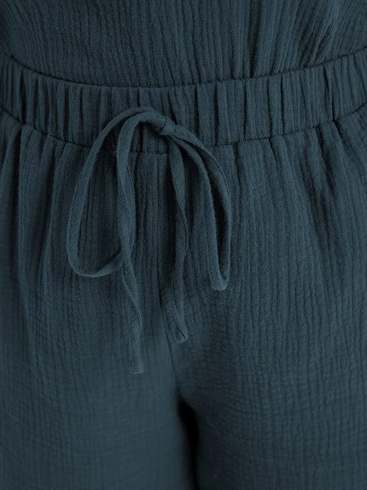 Plain Texture Ties Pocket Elastic Waist Shorts sold by Bloomchic product image thumbnail 5
