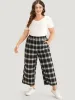 Plaid Elastic Waist Pocket High Rise Sweatpants sold by Bloomchic