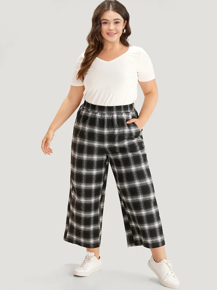 Plaid Elastic Waist Pocket High Rise Sweatpants sold by Bloomchic product image thumbnail 4