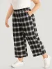 Plaid Elastic Waist Pocket High Rise Sweatpants sold by Bloomchic