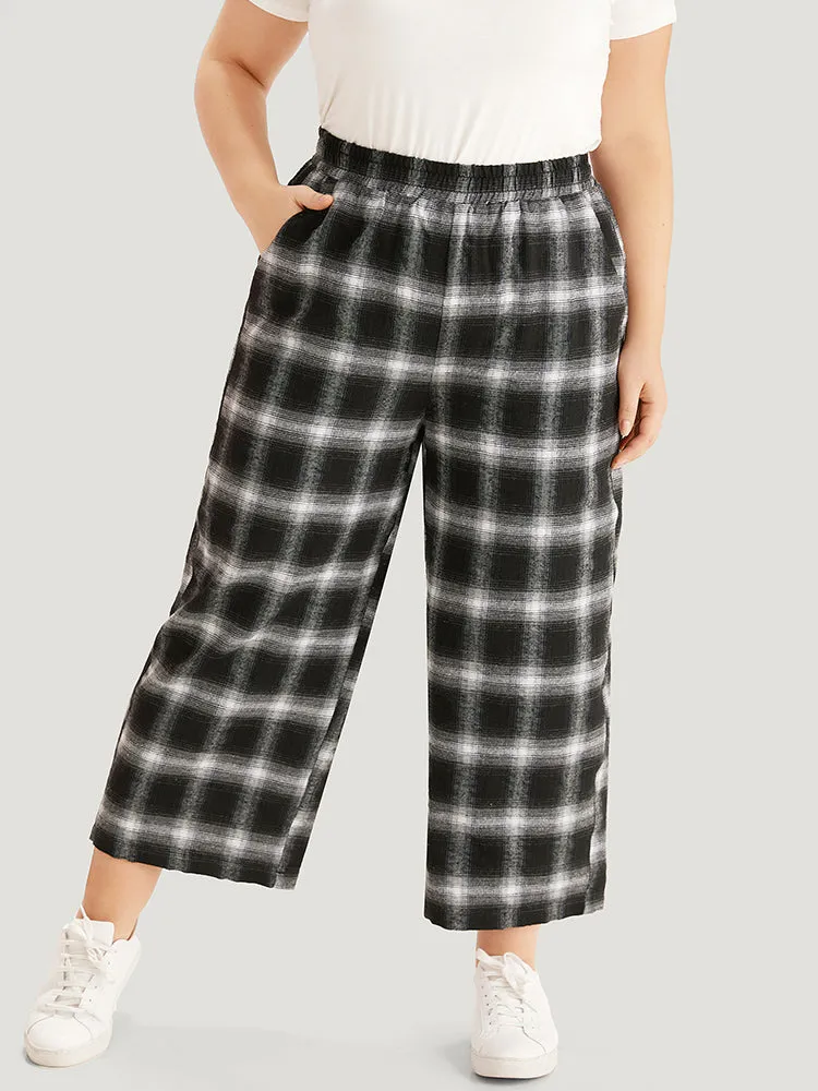Plaid Elastic Waist Pocket High Rise Sweatpants sold by Bloomchic product image thumbnail 3