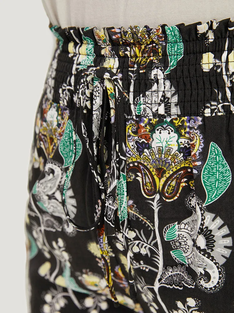 Floral Print Shirred Bootcut Ties Pocket Pants sold by Bloomchic product image thumbnail 5