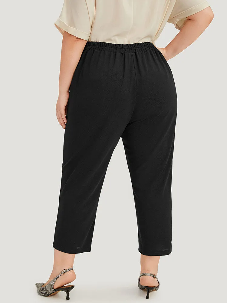 Solid Elastic Waist Pocket Button Detail Pants sold by Bloomchic product image thumbnail 4
