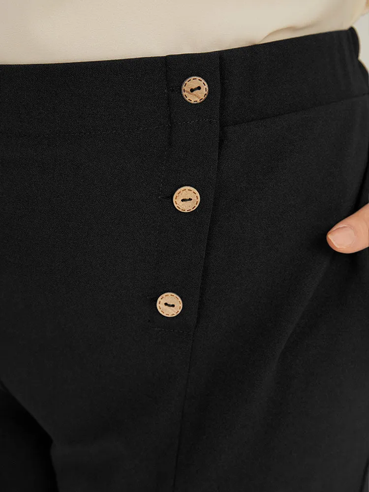 Solid Elastic Waist Pocket Button Detail Pants sold by Bloomchic product image thumbnail 5