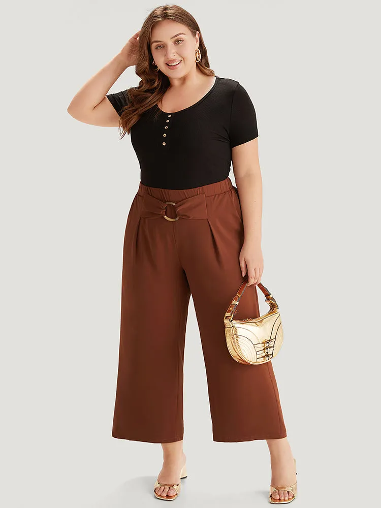 Solid Metal Buckle Detail Pleated Pants sold by Bloomchic product image thumbnail 3