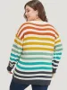 Rainbow Print V Neck Elastic Cuffs Pullover sold by Bloomchic