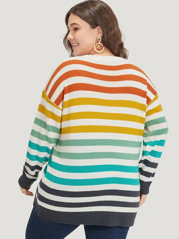 Rainbow Print V Neck Elastic Cuffs Pullover sold by Bloomchic product image thumbnail 2