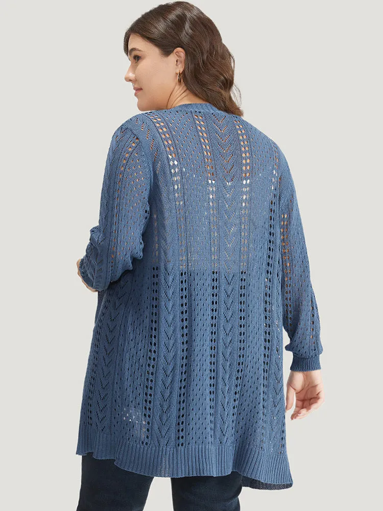 Geometric Eyelet Button Through Breathable Cardigan sold by Bloomchic product image thumbnail 2