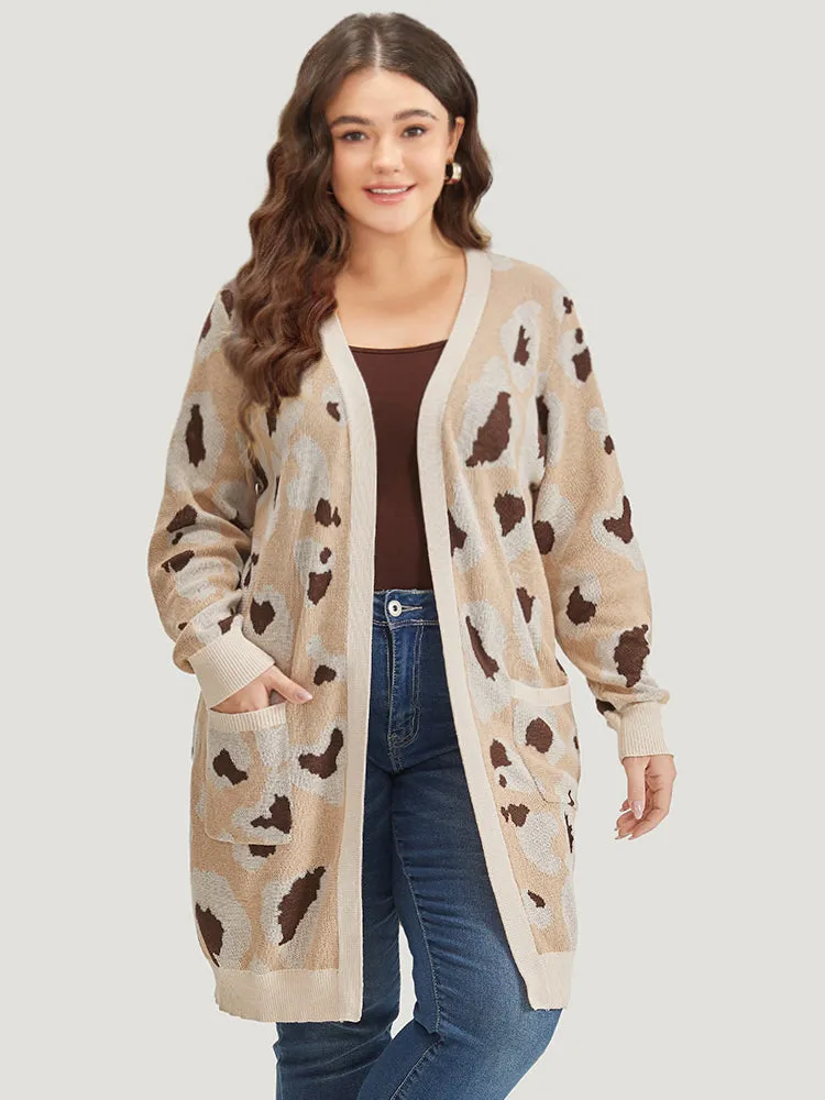 Leopard Print Open Front Patched Pocket Cardigan sold by Bloomchic product image thumbnail 4