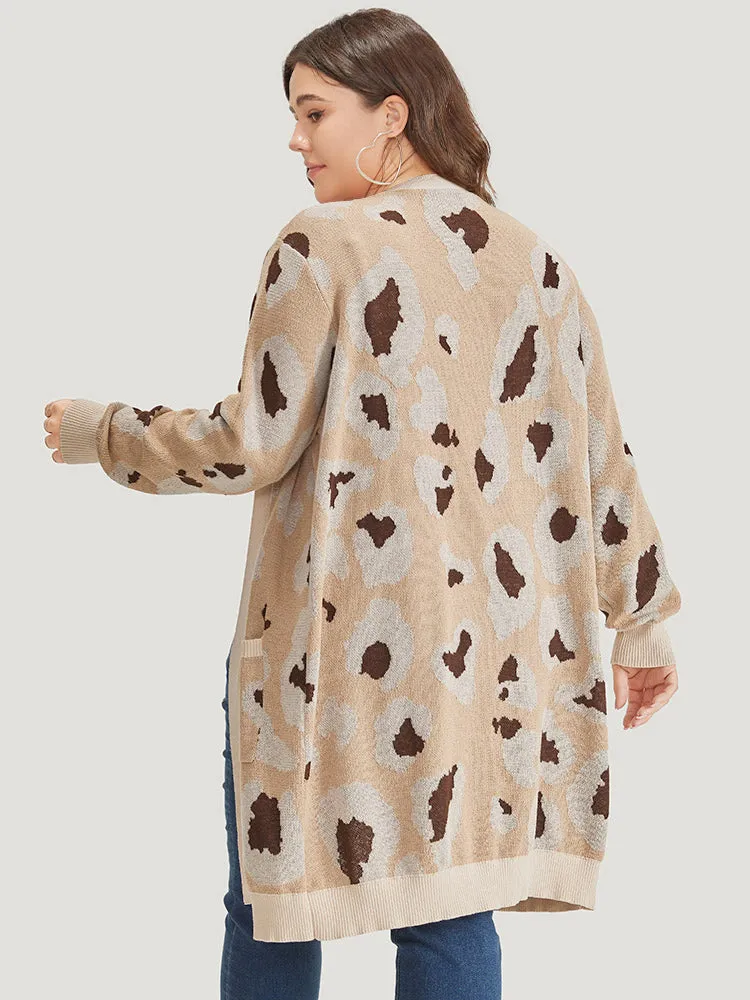 Leopard Print Open Front Patched Pocket Cardigan sold by Bloomchic product image thumbnail 2