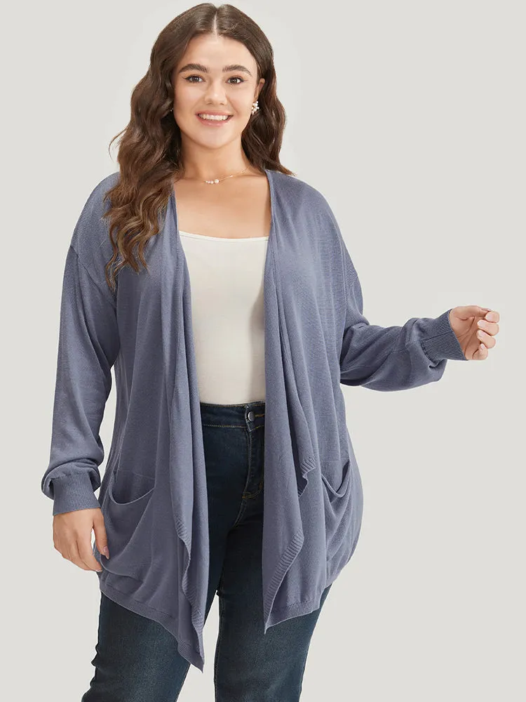 Supersoft Essentials Solid Lapel Collar Patched Pocket Cardigan sold by Bloomchic product image thumbnail 3