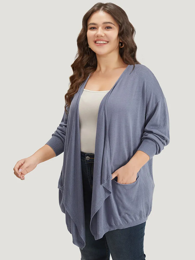 Supersoft Essentials Solid Lapel Collar Patched Pocket Cardigan sold by Bloomchic product image thumbnail 4