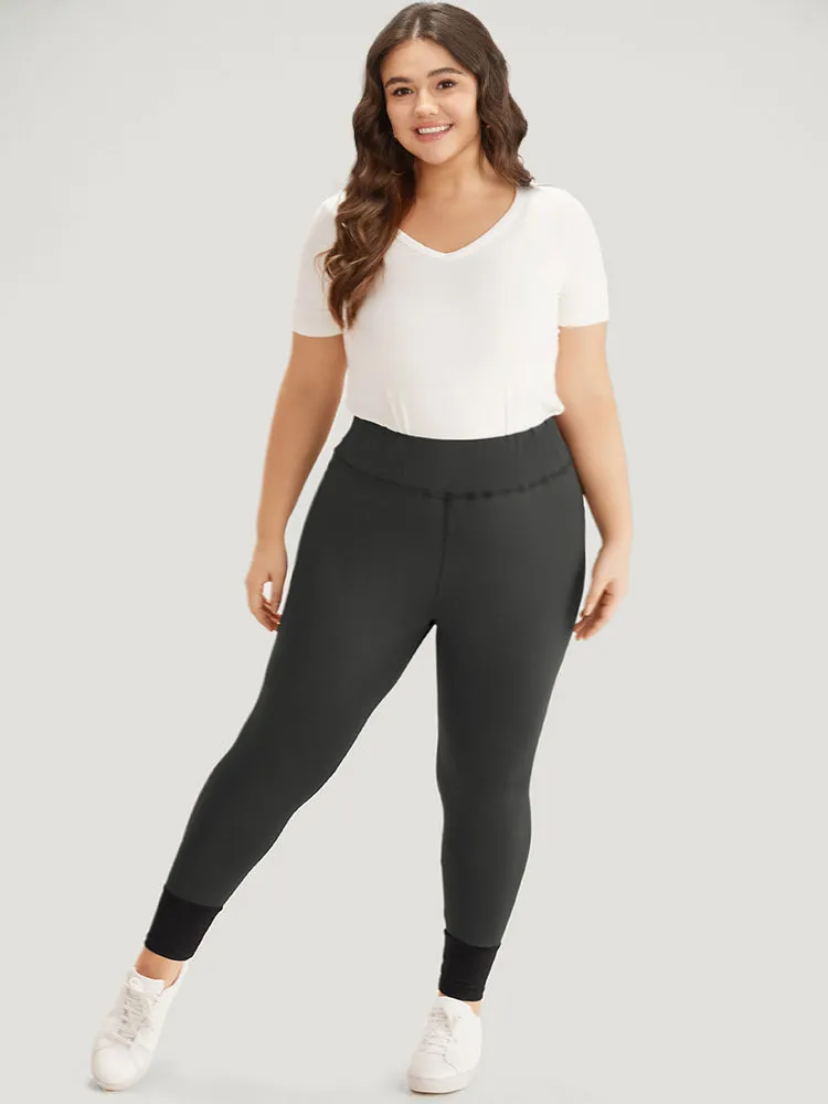 Contrast Wideband Waist Patchwork Leggings sold by Bloomchic product image thumbnail 4