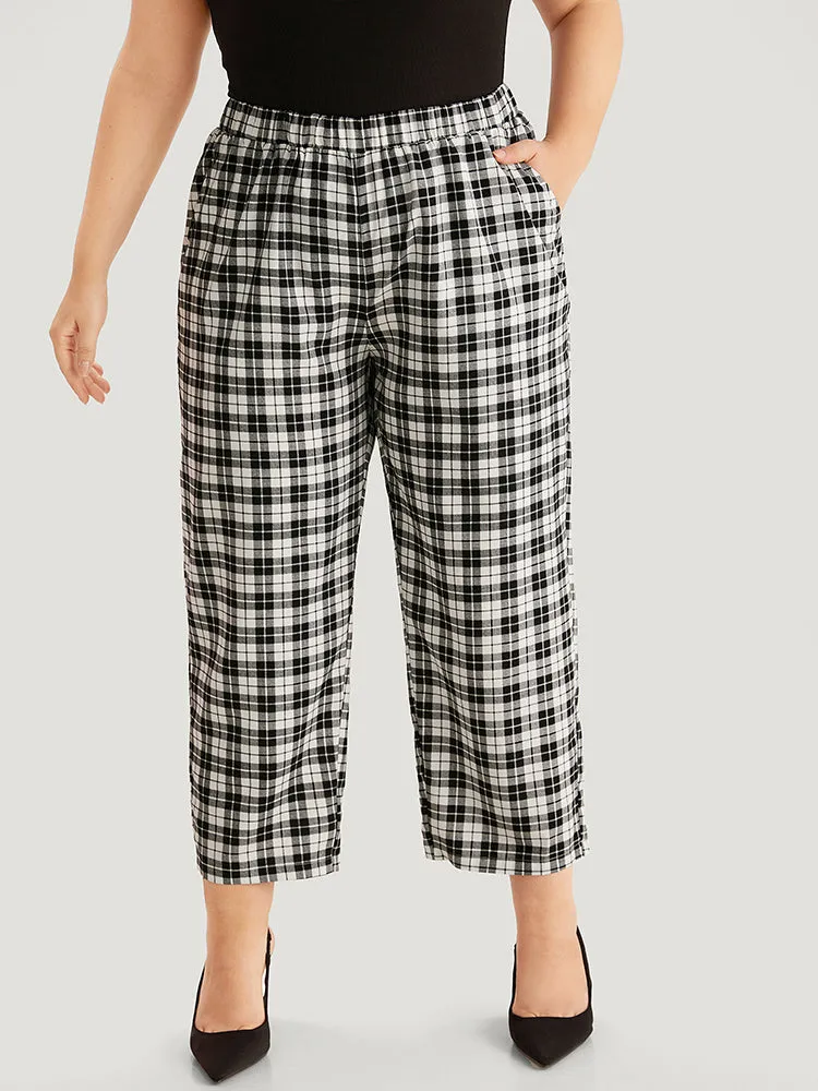 Gingham Elastic Waist Pocket Pants sold by Bloomchic