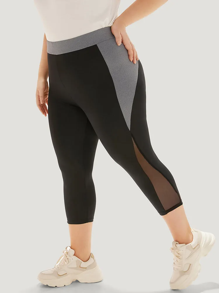 Contrast Patchwork Mesh Skinny High Rise Leggings sold by Bloomchic product image thumbnail 3